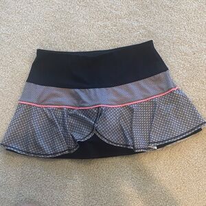 Lucky in Love Black and Hot Pink Athletic Skort with Coral Stitching
